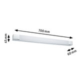 Weiße LED-Wandleuchte aus Kunststoff mit Chrom-Enden, 700 mm lang, moderne Innenbeleuchtung