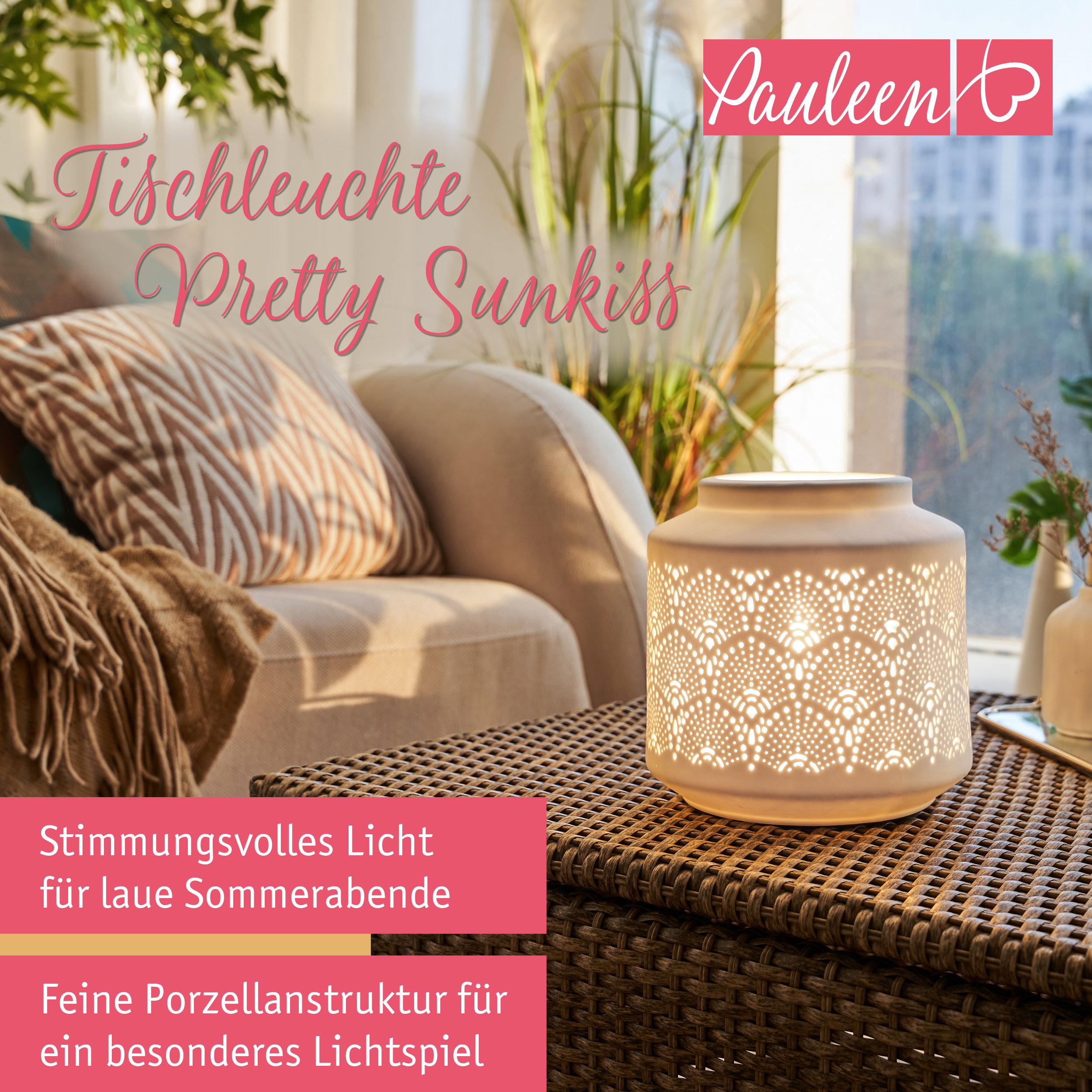 Paulmann Pauleen Tischleuchte Pretty Sunkiss E14 max. 20W Weiß matt