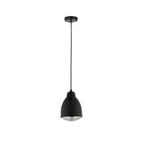 Schwarze Pendelleuchte aus Metall mit klarem Glasdiffusor, moderne LED-Hängeleuchte für Wohnräume