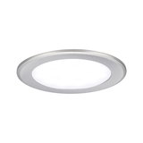 Round LED recessed panel in brushed silver aluminum with white light for modern room lighting