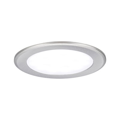 Round LED recessed panel in brushed silver aluminum with white light for modern room lighting