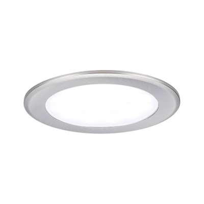 Round LED recessed panel in brushed silver aluminum with white light for modern room lighting