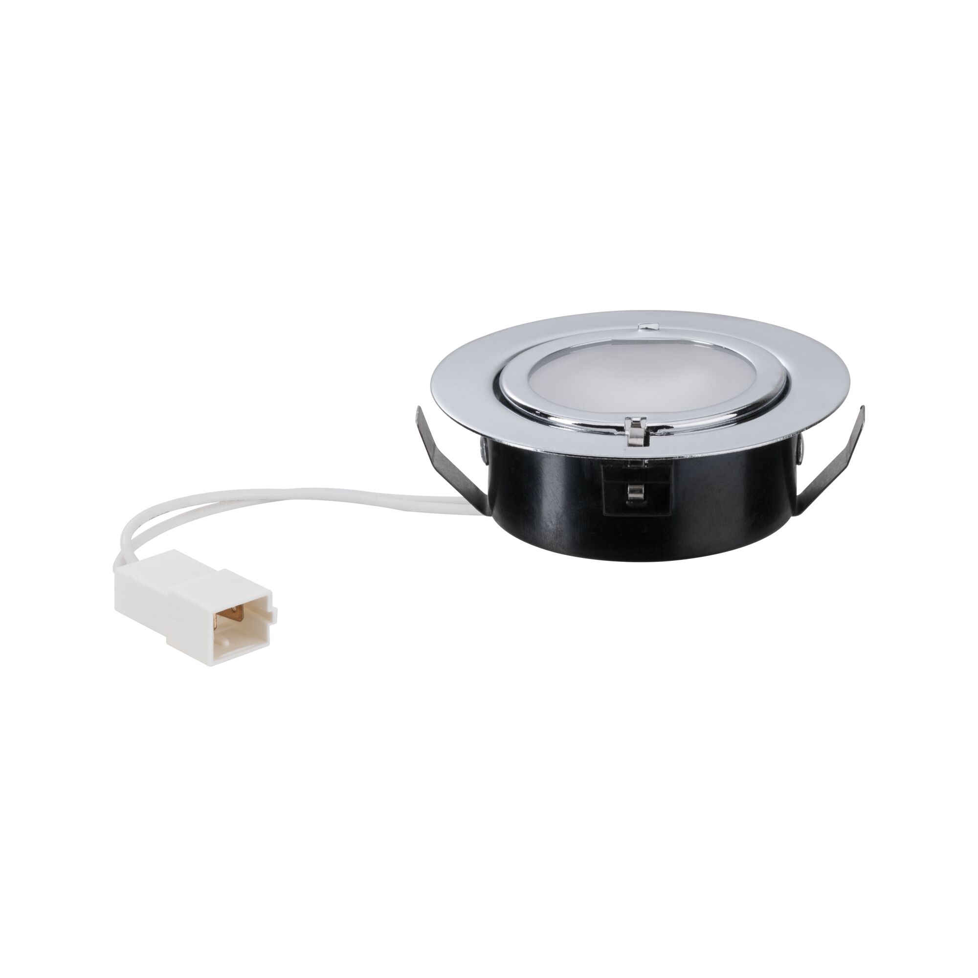 Boîtier d'encastrement rond en métal chromé avec câble blanc pour éclairage LED