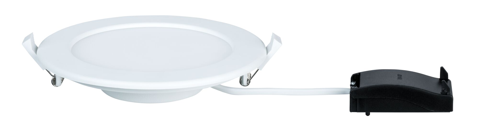 Round white LED recessed panel with black driver, energy-saving ceiling light