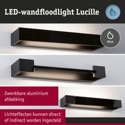 Zwarte aluminium LED-wandflutlicht Lucille met IP44 bescherming voor buitenverlichting