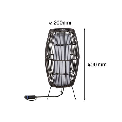 Zwarte metalen tafellamp met rasterstructuur en witte lichtbron, 200 mm diameter, 400 mm hoogte