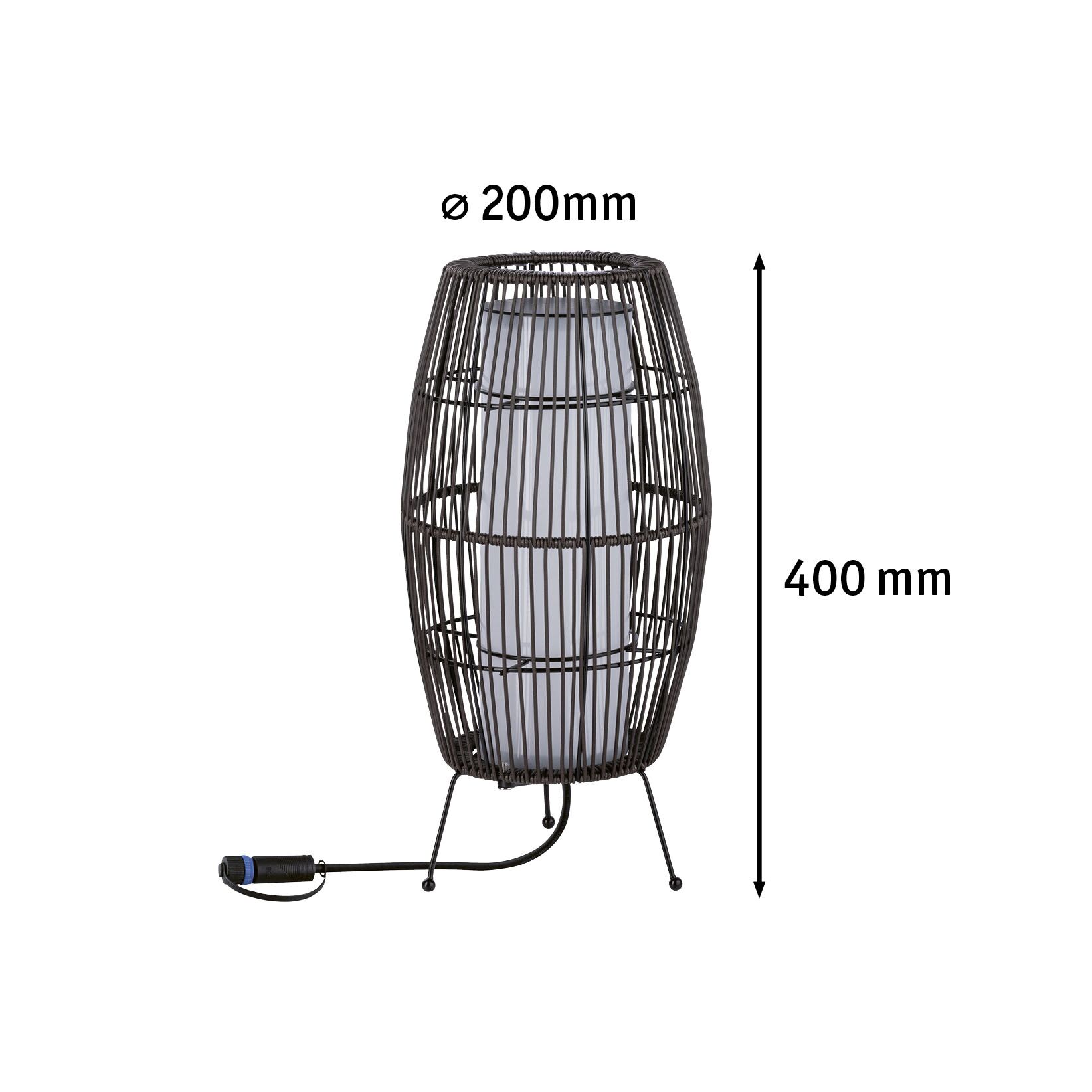 Lampe de table en métal noir avec structure en grille et source lumineuse blanche, 200 mm diamètre, 400 mm hauteur