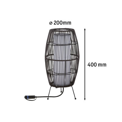 Lampe de table en métal noir avec structure en grille et source lumineuse blanche, 200 mm diamètre, 400 mm hauteur