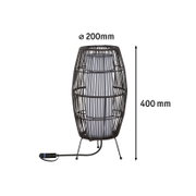 Sort metal bordlampe med gitterstruktur og hvid lyskilde, 200 mm diameter, 400 mm højde