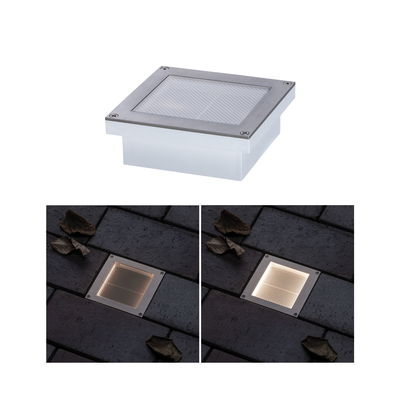 Square stainless steel LED recessed floor light with warm white illumination for outdoor path lighting