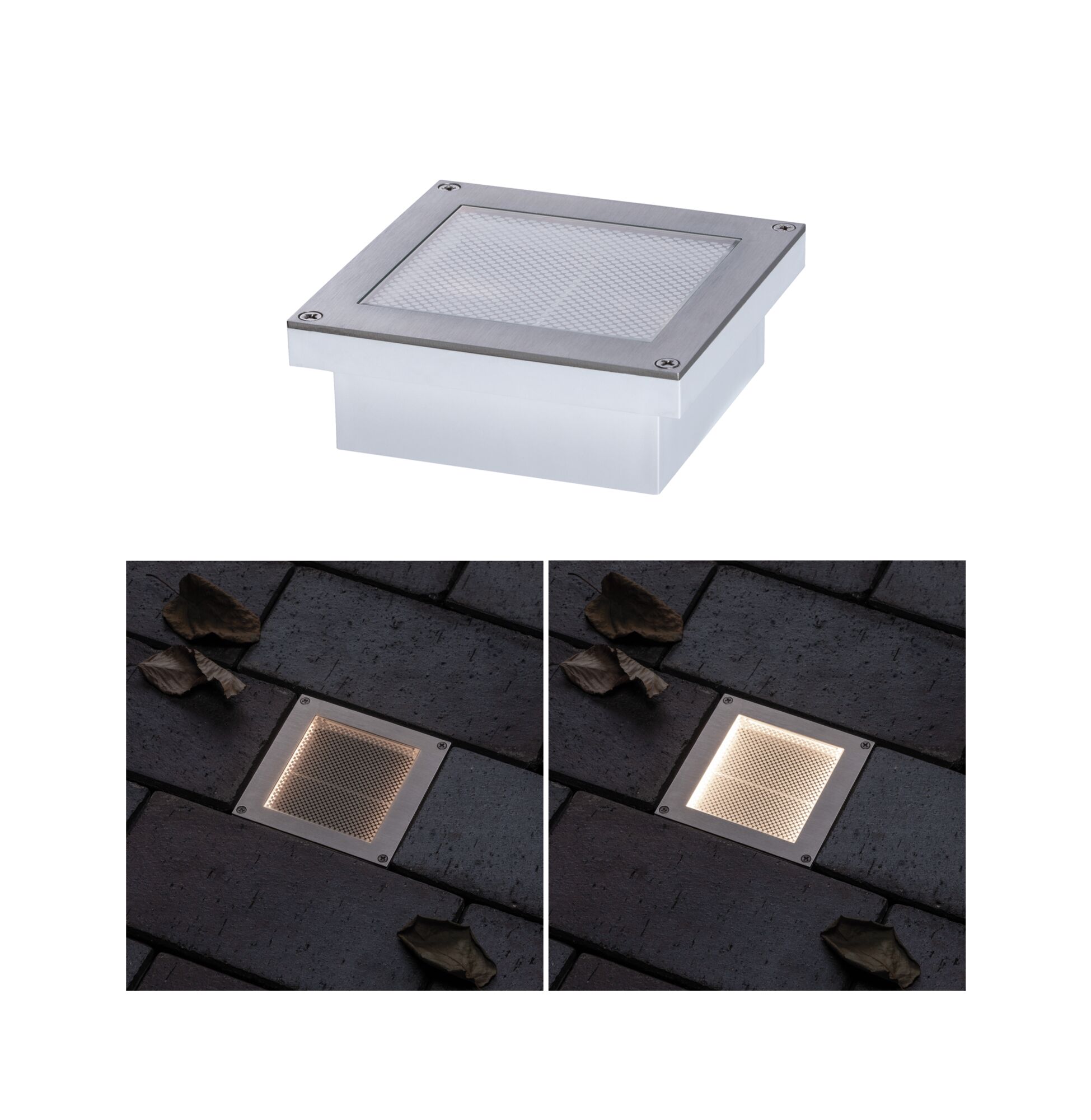 Solar LED-grondinbouwlamp Aron Bewegingsmelder IP67 3000K 12lm Wit Vierkante LED inbouwvloerlicht van roestvrij staal met warm wit licht voor buiten en padverlichting