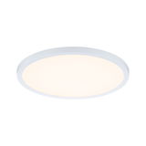 Rund hvid LED-loftslampe med varmt hvidt lys og moderne design til opholdsrum.