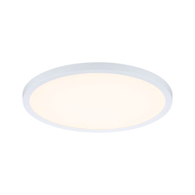 Rund hvid LED-loftslampe med varmt hvidt lys og moderne design til opholdsrum.