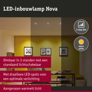 LED-inbouwlamp 3-Step-Dim Nova Coin zwenkbaar rond 84mm 50° Coin 6W 470lm 230V dimbaar 2700K Staal geborsteld
