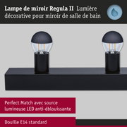 Kit Éclairage de miroir Regula II ampoules incluses 4-flammes IP44 E14 2700K 4x470lm 230V 4x4,5W gradable Noir/Calotte réflectrice en noir mat