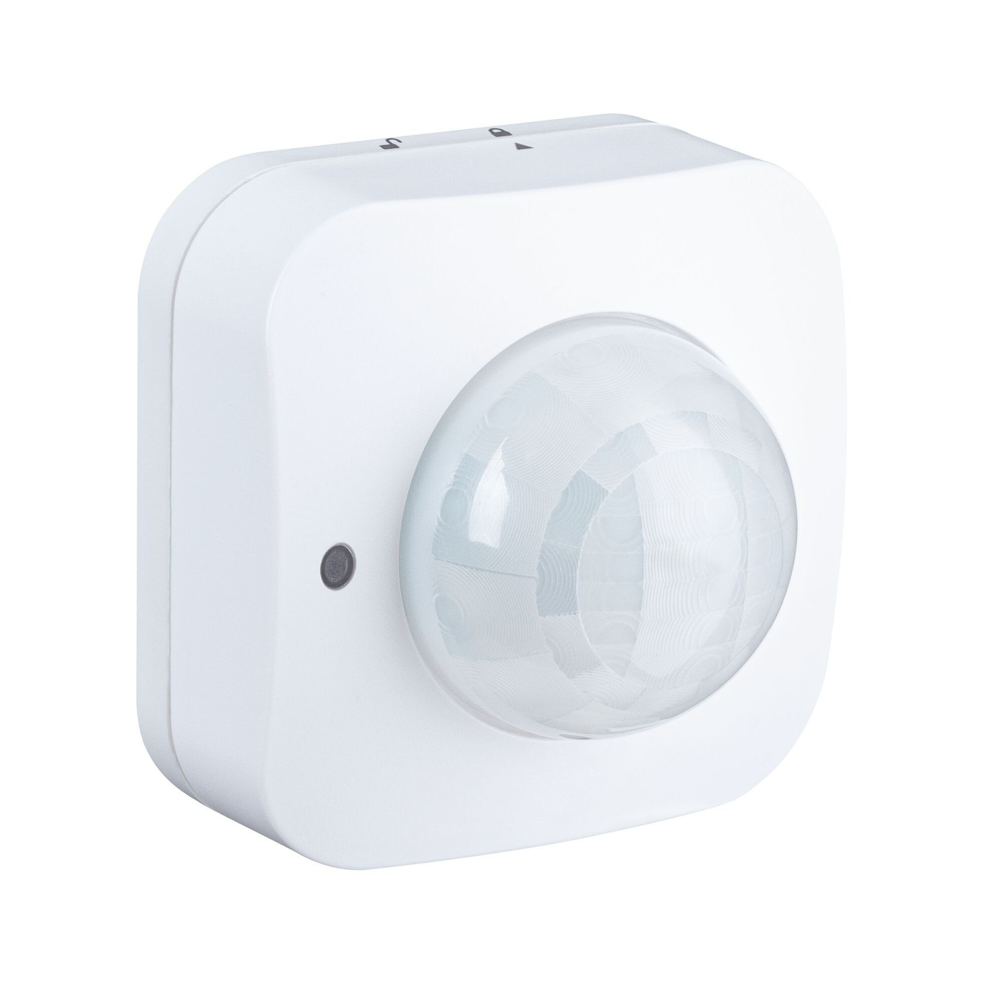 White motion sensor with spherical plastic lens for smart lighting control