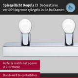 Regula II spiegellicht van chroom metaal met twee LED-lichtbronnen voor badkamerverlichting.