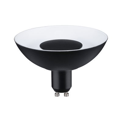 Zwarte LED-reflector lamp met witte reflector en GU10-fitting voor energiezuinige verlichting