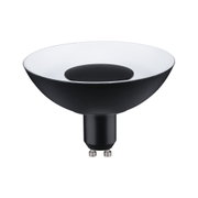 Black LED reflector lamp with white reflector and GU10 base for energy-efficient lighting