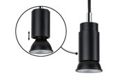 Schwarze LED-Pendelleuchte aus Metall mit verstellbarem Leuchtenkopf für flexible Beleuchtung