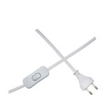 Witte stroomkabel met schakelaar en Eurostekker, textielomhulling voor flexibele verlichtingsoplossingen