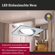 LED Einbauleuchte Nova aus Aluminium in Silber mit warmweißem Licht und schwenkbaren Spots