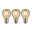 1879 Filament 230 V Ampoule LED E27 3x470lm 3x6W 1700K gradable Doré Trois ampoules LED avec lumière blanc chaud et verre ambré transparent pour éclairage économique