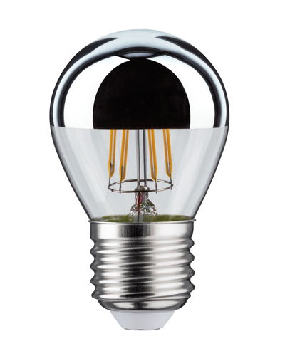 LED bulb with silver mirror cap and clear glass for energy-efficient lighting solutions