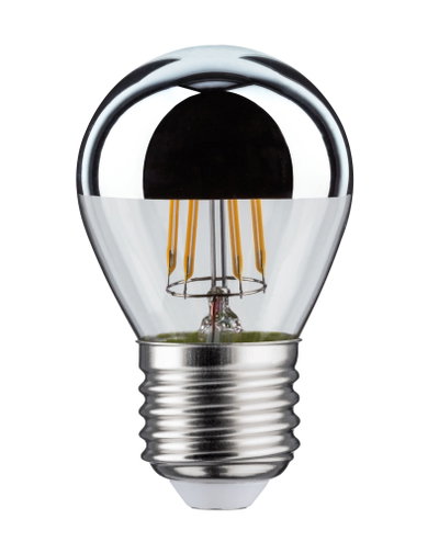 LED bulb with silver mirror cap and clear glass for energy-efficient lighting solutions