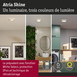 Luminaire Atria Shine avec trois couleurs de lumière, protection IP44 et fonction White Select polyvalente