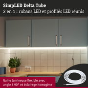 Gaine lumineuse LED flexible blanche avec angle à 90° pour éclairage homogène sous meubles de cuisine gris