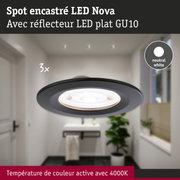 Spot encastré LED Nova noir avec réflecteur plat GU10 et lumière blanc neutre 4000K