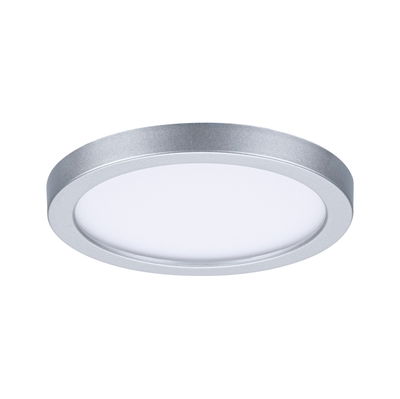 Rundes LED-Deckenpanel aus silbernem Aluminium mit weißem Diffusor für moderne Raumbeleuchtung