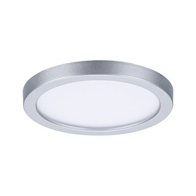 Rundes LED-Deckenpanel aus silbernem Aluminium mit weißem Diffusor für moderne Raumbeleuchtung