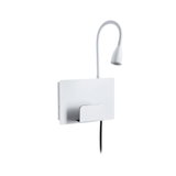 Applique murale LED blanche avec bras de lecture flexible et étagère métallique pratique