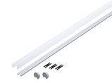 Silver aluminum LED profile with white diffuser and mounting clips for LED strip lighting