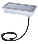 Luminaire LED encastré rectangulaire en acier inoxydable avec câble noir pour intérieur et extérieur