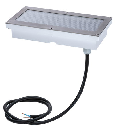 Luminaire LED encastré rectangulaire en acier inoxydable avec câble noir pour intérieur et extérieur