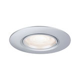 Round recessed spotlight in silver aluminum with warm white LED light for modern indoor lighting