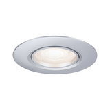 Runder Einbaustrahler aus silbernem Aluminium mit warmweißem LED-Licht für moderne Innenbeleuchtung