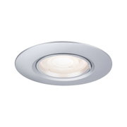 Runder Einbaustrahler aus silbernem Aluminium mit warmweißem LED-Licht für moderne Innenbeleuchtung