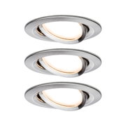 Runder Einbaustrahler aus gebürstetem Edelstahl mit warmweißem LED-Licht für moderne Innenbeleuchtung