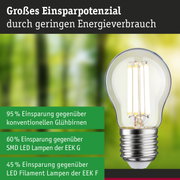 Energiesparende LED-Glühbirne mit transparentem Glas und silbernem Sockel, hohe Effizienz