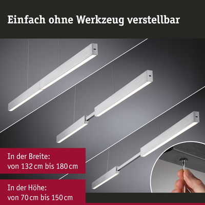 Verstellbare LED-Hängeleuchte aus gebürstetem Aluminium in Silber, dimmbar und höhenverstellbar