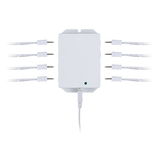 White LED splitter box with eight cable connectors for indoor lighting control