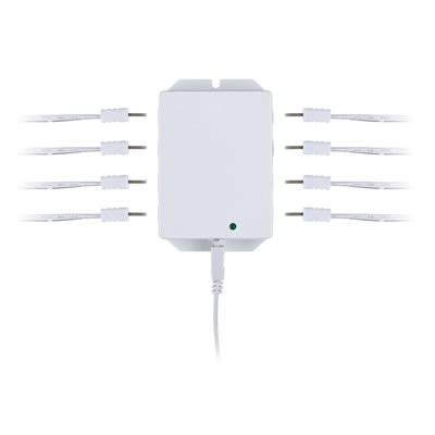 Boîtier répartiteur LED blanc avec huit connecteurs de câble pour contrôle d'éclairage intérieur