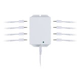 White LED splitter box with eight cable connectors for indoor lighting control