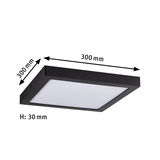 Square black metal LED ceiling light with white diffuser, 300x300 mm, slim design