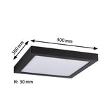 Square black metal LED ceiling light with white diffuser, 300x300 mm, slim design