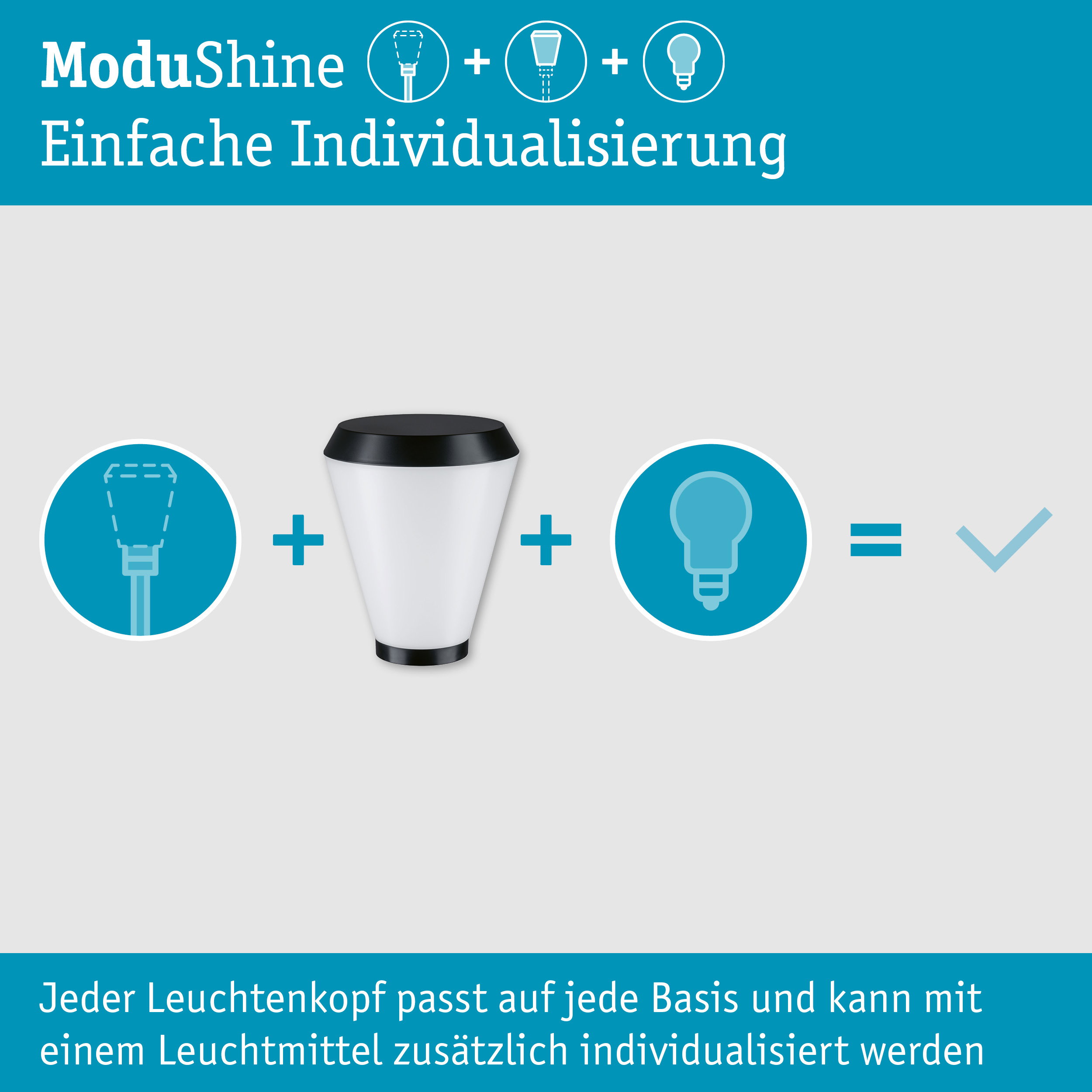 ModuShine Schirm Varino IP44 rund Anthrazit/Weiß